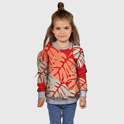 Свитшот детский Отпечатки монстеры на красном, цвет: 3D-меланж — фото 2
