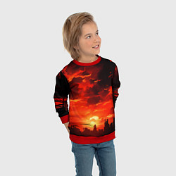 Свитшот детский Багровый апокалиптический закат, цвет: 3D-красный — фото 2