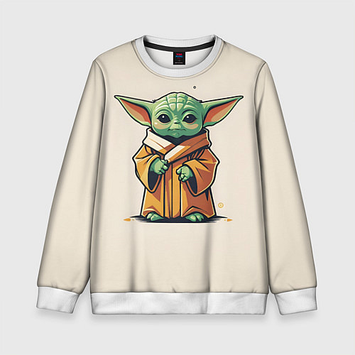 Детский свитшот Малыш Грогу - Мандолорец / 3D-Белый – фото 1
