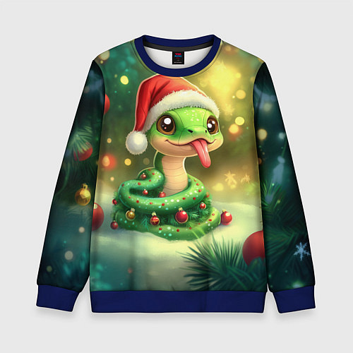 Детский свитшот Змейка показывает язык / 3D-Синий – фото 1