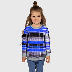 Свитшот детский Белые полосы на чёрно-синем фоне, цвет: 3D-меланж — фото 2