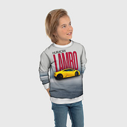 Свитшот детский Итальянский гиперкар Lambo Huracan, цвет: 3D-белый — фото 2