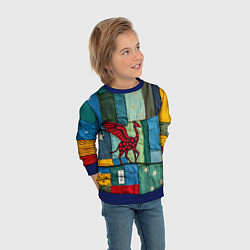 Свитшот детский Пэчворк с драконом, цвет: 3D-синий — фото 2