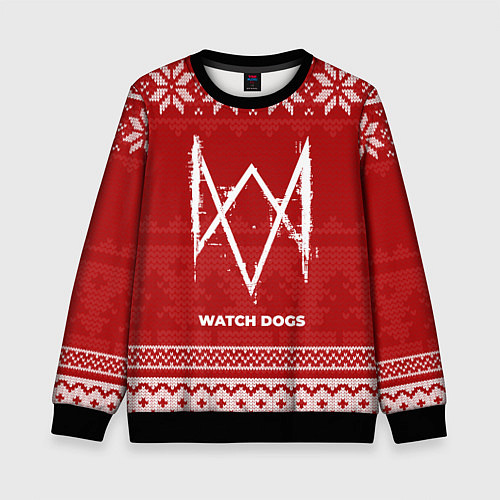 Детский свитшот Новогодний Watch Dogs / 3D-Черный – фото 1