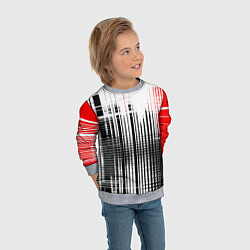Свитшот детский Красно-чёрный гранж на белом фоне, цвет: 3D-меланж — фото 2