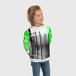 Свитшот детский Зелёно-чёрный гранж на белом фоне, цвет: 3D-белый — фото 2