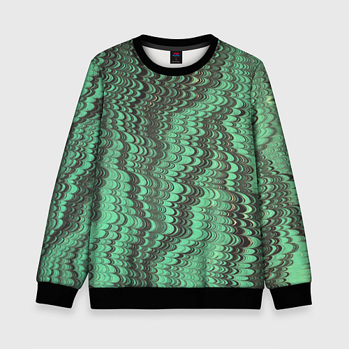 Детский свитшот Разводы в зеленом цвете / 3D-Черный – фото 1