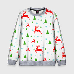 Свитшот детский Новогодние олени с ёлками, цвет: 3D-меланж
