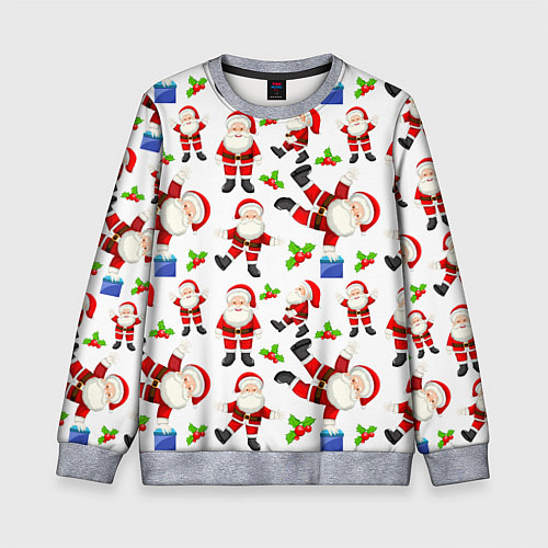 Детский свитшот Дед мороз веселится паттерн / 3D-Меланж – фото 1