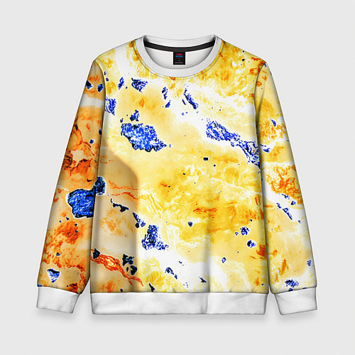 Детский свитшот Сине-золотая абстракция / 3D-Белый – фото 1