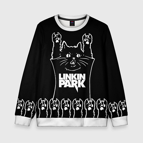 Детский свитшот Linkin Park: cat rock / 3D-Белый – фото 1