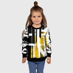 Свитшот детский Чёрно-жёлтые вертикальные и горизонтальные полосы, цвет: 3D-черный — фото 2