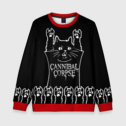 Свитшот детский Cannibal Corpse: cat rock, цвет: 3D-красный