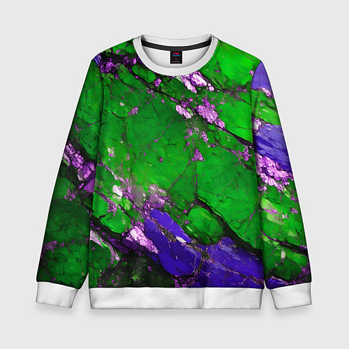 Детский свитшот A purple mineral in a green stone / 3D-Белый – фото 1
