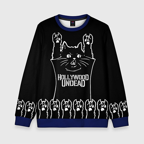 Детский свитшот Hollywood Undead: cat rock / 3D-Синий – фото 1