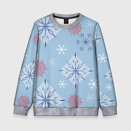 Детский свитшот Снежинки Эльзы / 3D-Меланж – фото 1