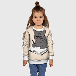 Свитшот детский Психолог кот, цвет: 3D-белый — фото 2