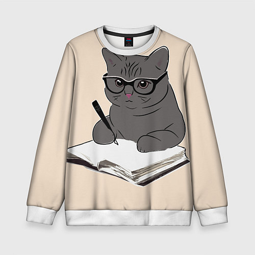 Детский свитшот Психолог кот / 3D-Белый – фото 1