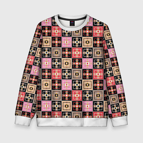 Детский свитшот Разноцветная плитка с геометрическим рисунком / 3D-Белый – фото 1