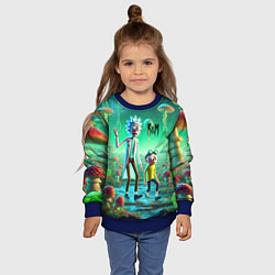 Свитшот детский Рик и Морти изучают планету мухоморов - нейроарт ф, цвет: 3D-синий — фото 2