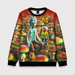Детский свитшот Рик и Морти заблудились в мухоморном поле