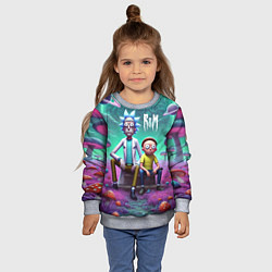 Свитшот детский Рик и Морту на сказочной грибной планете - нейроар, цвет: 3D-меланж — фото 2