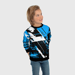 Свитшот детский Diagonal black and white stripes on a blue backgro, цвет: 3D-черный — фото 2