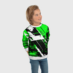 Свитшот детский Diagonal black and white stripes on a green backgr, цвет: 3D-белый — фото 2