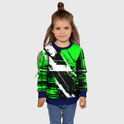 Свитшот детский Diagonal black and white stripes on a green backgr, цвет: 3D-синий — фото 2