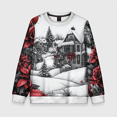 Детский свитшот Бело-красное новогоднее настроение / 3D-Белый – фото 1