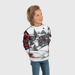 Свитшот детский Бело-красное новогоднее настроение, цвет: 3D-белый — фото 2