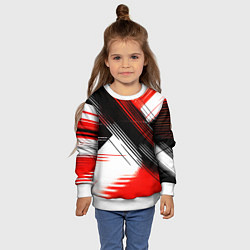 Свитшот детский Диагональные красно-чёрные линии на белом фоне, цвет: 3D-белый — фото 2