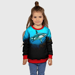 Свитшот детский Акула в синем море, цвет: 3D-красный — фото 2