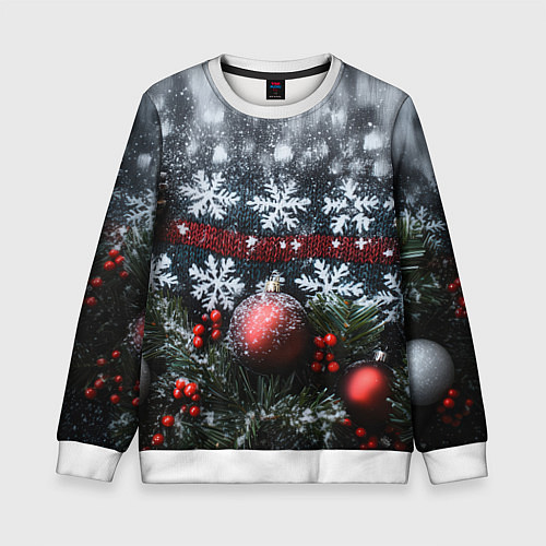 Детский свитшот Новогодние снежинки / 3D-Белый – фото 1