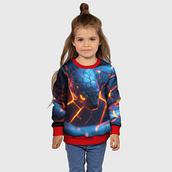 Свитшот детский Змея с оранжевым неоном, цвет: 3D-красный — фото 2