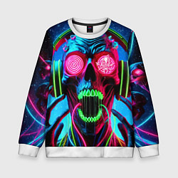 Свитшот детский Metallica - neon skull with headphones, цвет: 3D-белый