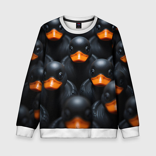 Детский свитшот Черные уточки / 3D-Белый – фото 1