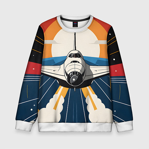 Детский свитшот Скоростной ретро самолет / 3D-Белый – фото 1