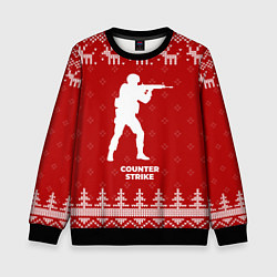 Свитшот детский Новогодний Counter Strike с оленями, цвет: 3D-черный
