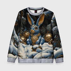 Свитшот детский Новогодний кролик под елкой, цвет: 3D-меланж