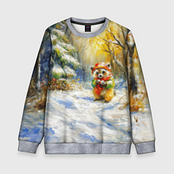 Свитшот детский Новогодняя маленькая лисичка, цвет: 3D-меланж