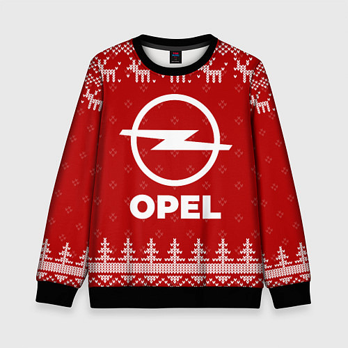 Детский свитшот Новогодний Opel с оленями / 3D-Черный – фото 1
