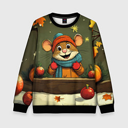 Свитшот детский Новогодний грызун, цвет: 3D-черный