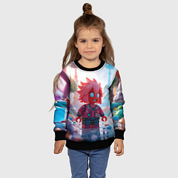 Свитшот детский Robloх с розовыми волосами, цвет: 3D-черный — фото 2