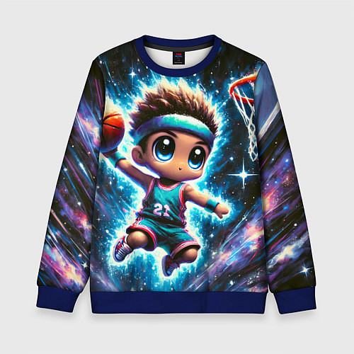 Детский свитшот Бейсболист с мячом / 3D-Синий – фото 1