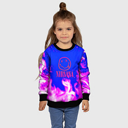 Свитшот детский Nirvana neon flame, цвет: 3D-черный — фото 2