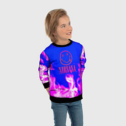 Свитшот детский Nirvana neon flame, цвет: 3D-черный — фото 2
