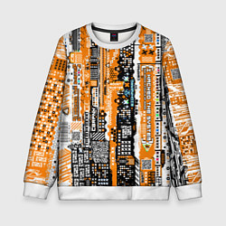 Свитшот детский Киберпанк паттерн жёлтый, цвет: 3D-белый