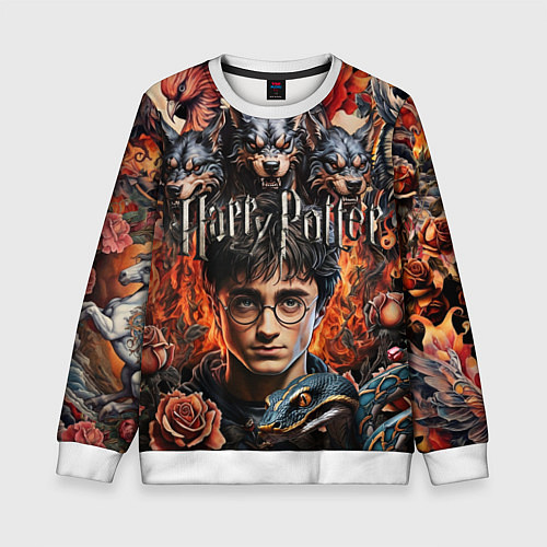 Детский свитшот Гарри Поттер и мифические существа / 3D-Белый – фото 1
