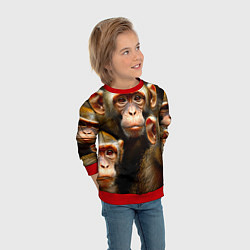 Свитшот детский Макаки, цвет: 3D-красный — фото 2